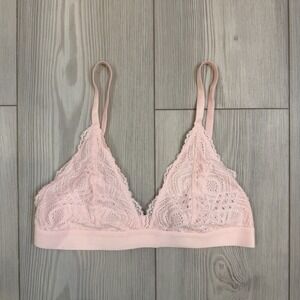 Pepper Bra Womens XS Pink Everyday Lace Bralette Triangle